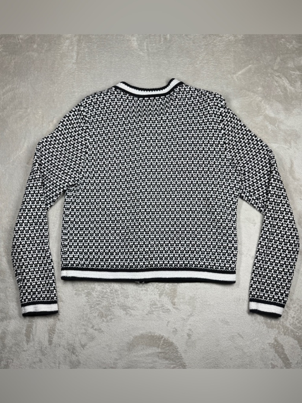 Ann Taylor Black and White Textured Knit Cardigan - Picture 9 of 13